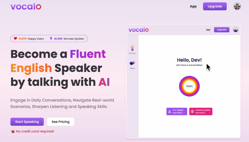 말하기, 듣기, 문법 및 기타 언어 능력을 향상시키고자 하는 사람들에게 도움을 제공하는 AI 기반 영어 연습 플랫폼
