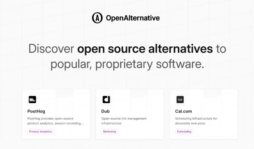 독점 소프트웨어 및 애플리케이션을 대체할 수 있는 오픈소스 목록을 제공하는 큐레이션