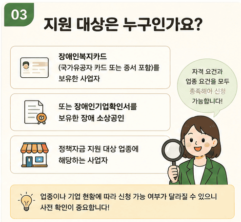 장애인기업지원자금 자격요건