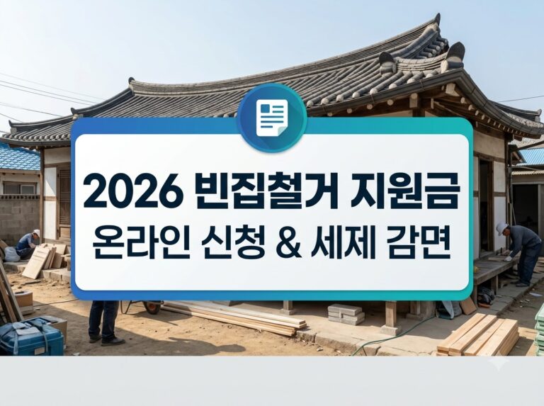 2026년 빈집철거 지원금 신청 방법 및 세제 감면 혜택 안내