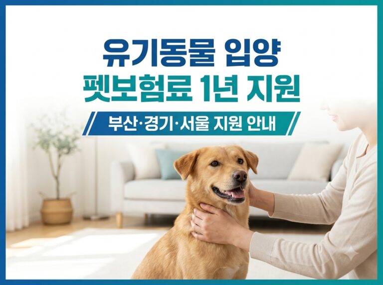 유기동물 입양 시 펫보험료 1년 지원 지역별 신청방법