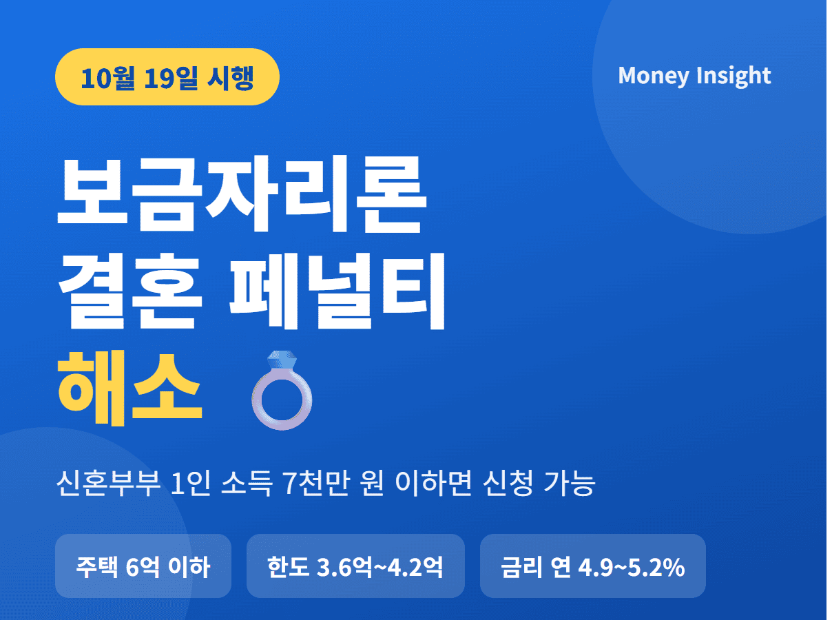 보금자리론 결혼 페널티 해소 10월 19일 시행 썸네일