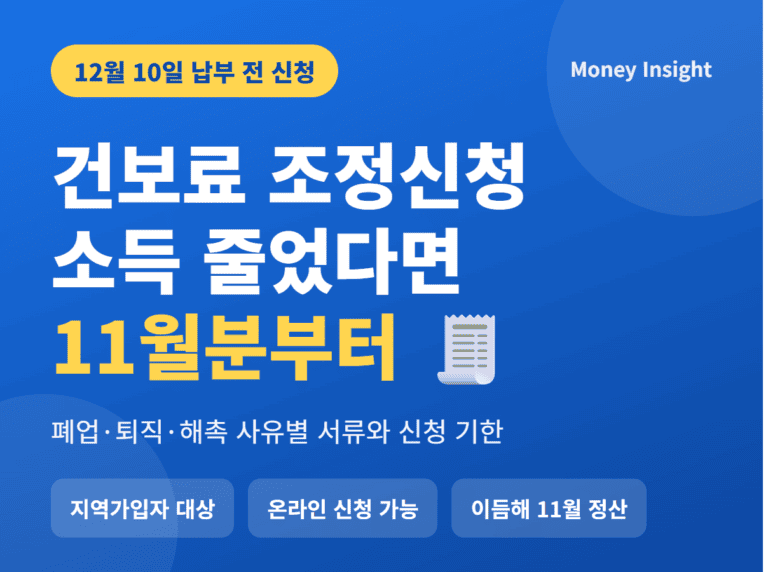 건보료 조정신청 소득 감소 시 11월분부터 12월 10일 납부 전 신청 썸네일