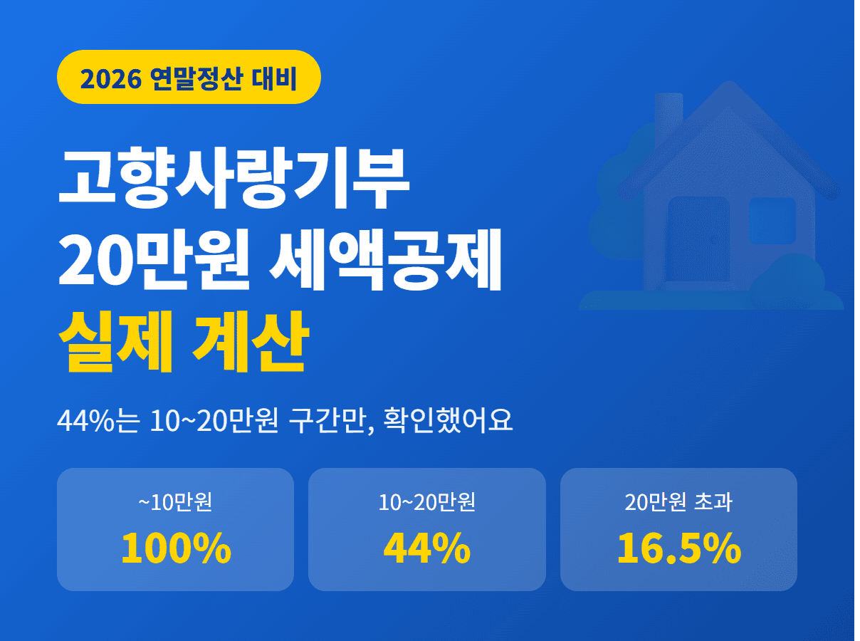 고향사랑기부 20만원 세액공제 계산 썸네일