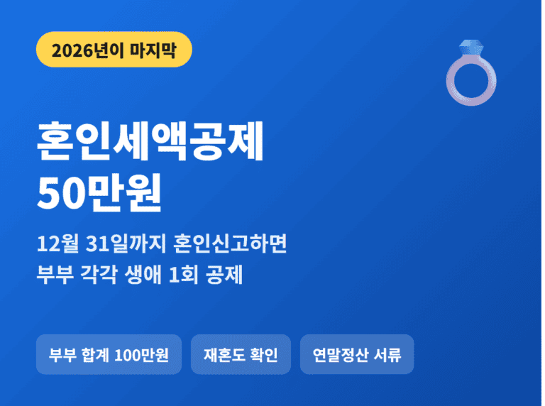 혼인세액공제 2026 마지막 50만원 12월 31일 혼인신고