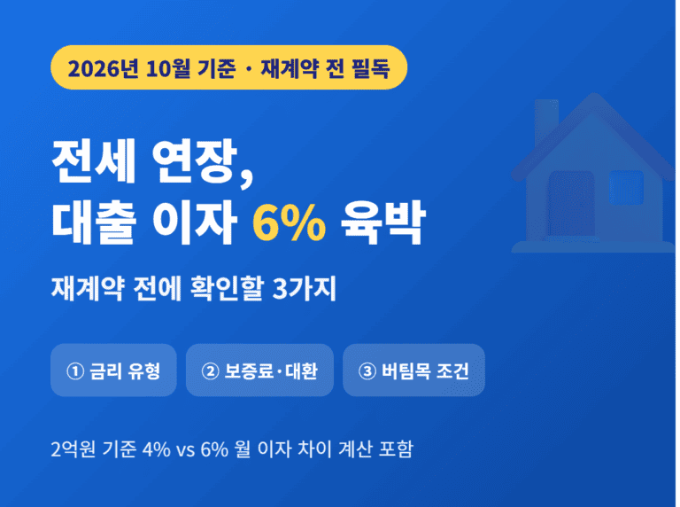 전세 연장 대출 이자 6% 육박 재계약 전 확인할 3가지