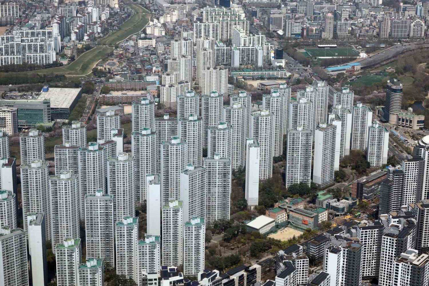 도심 대단지 아파트 항공 사진