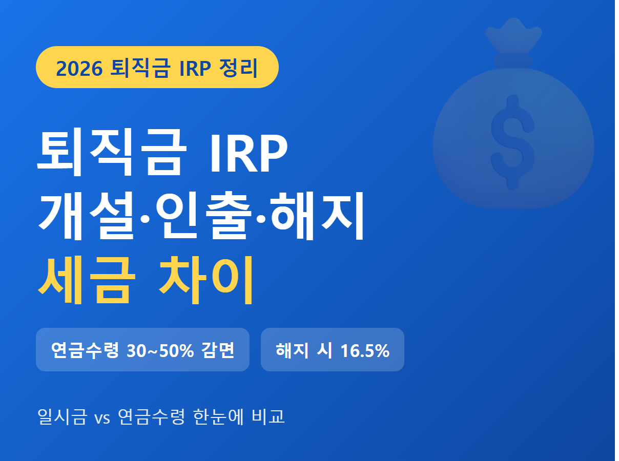 퇴직금 IRP 개설 인출 해지 세금 정리 썸네일